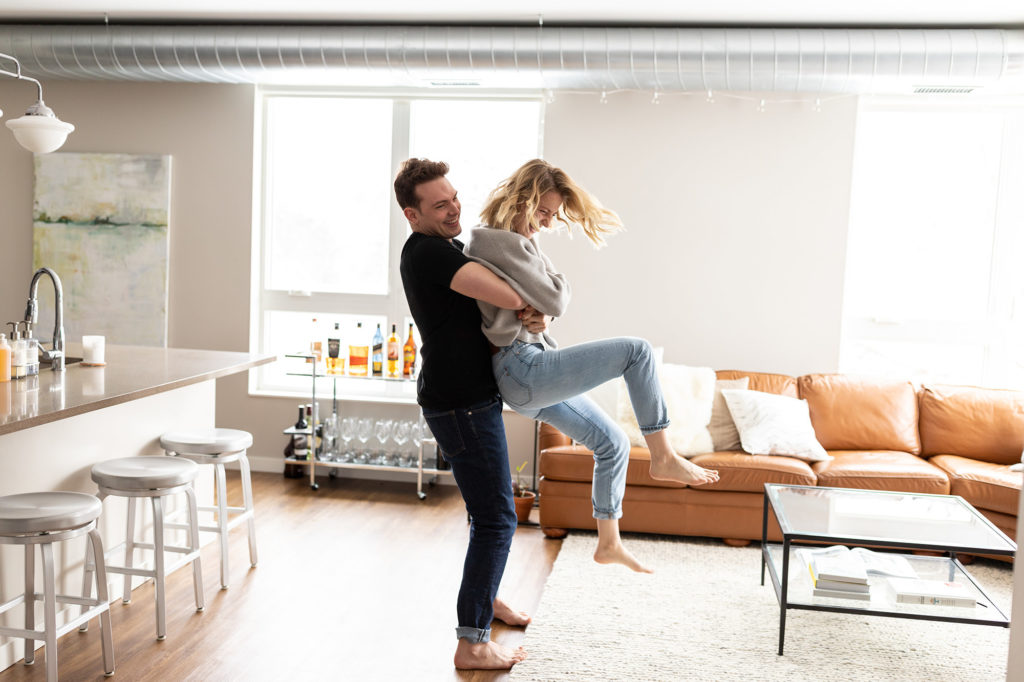boston in-home couple engagement photographer