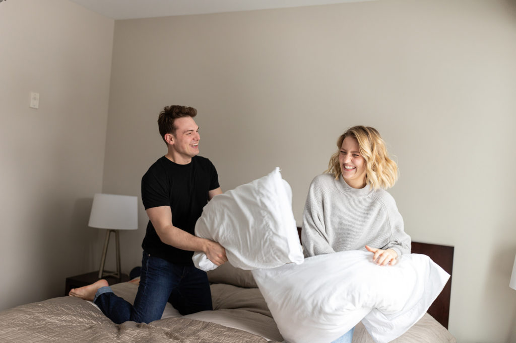in-home couple engagement winter photographer